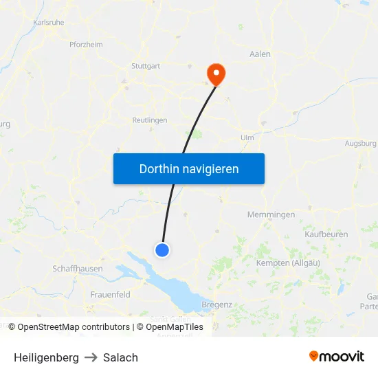 Heiligenberg to Salach map
