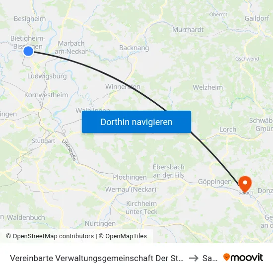 Vereinbarte Verwaltungsgemeinschaft Der Stadt Bietigheim-Bissingen to Salach map