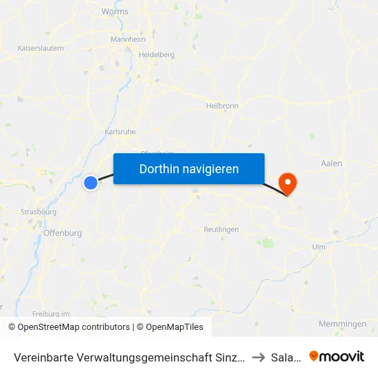 Vereinbarte Verwaltungsgemeinschaft Sinzheim to Salach map