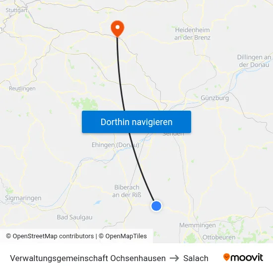 Verwaltungsgemeinschaft Ochsenhausen to Salach map