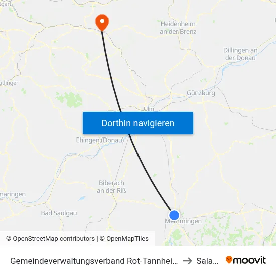 Gemeindeverwaltungsverband Rot-Tannheim to Salach map