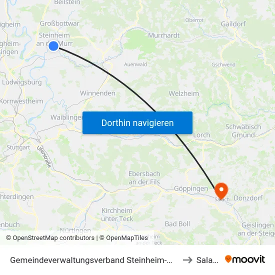 Gemeindeverwaltungsverband Steinheim-Murr to Salach map