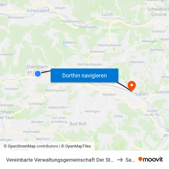 Vereinbarte Verwaltungsgemeinschaft Der Stadt Ebersbach An Der Fils to Salach map