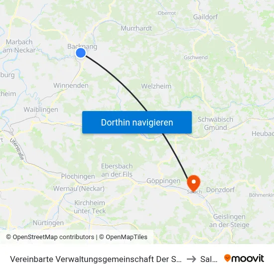 Vereinbarte Verwaltungsgemeinschaft Der Stadt Backnang to Salach map