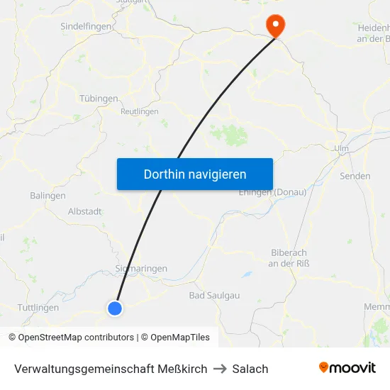 Verwaltungsgemeinschaft Meßkirch to Salach map