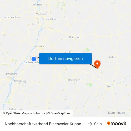 Nachbarschaftsverband Bischweier-Kuppenheim to Salach map