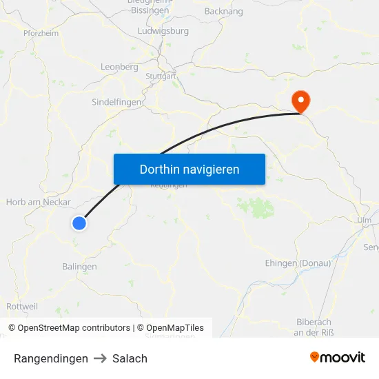 Rangendingen to Salach map