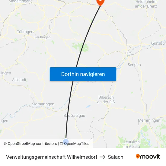 Verwaltungsgemeinschaft Wilhelmsdorf to Salach map