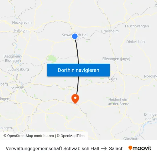Verwaltungsgemeinschaft Schwäbisch Hall to Salach map