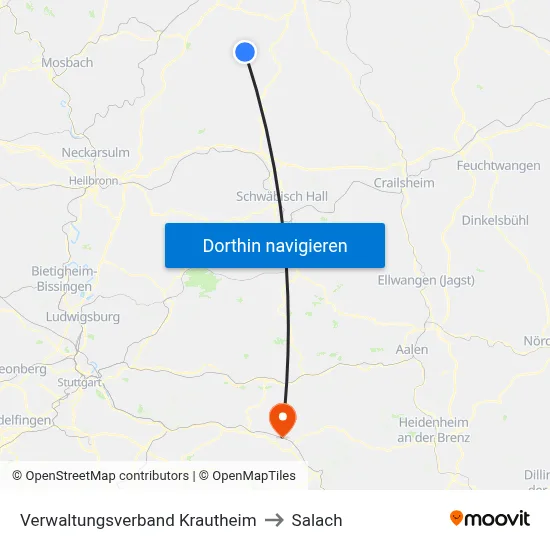 Verwaltungsverband Krautheim to Salach map