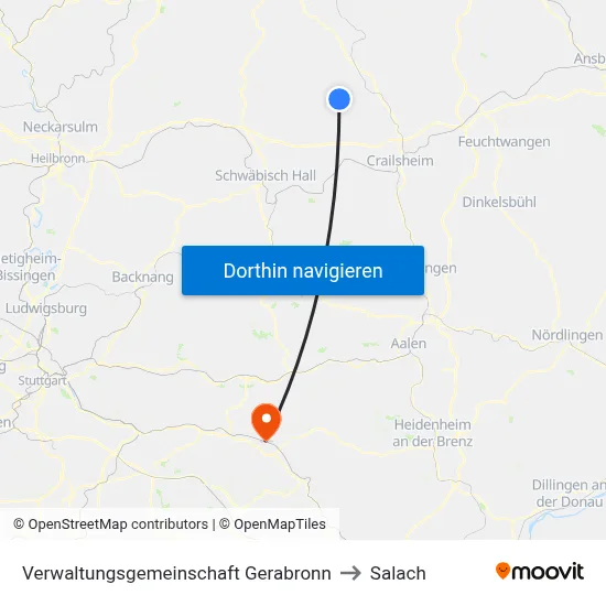 Verwaltungsgemeinschaft Gerabronn to Salach map
