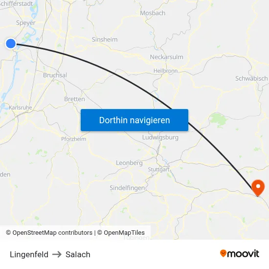 Lingenfeld to Salach map