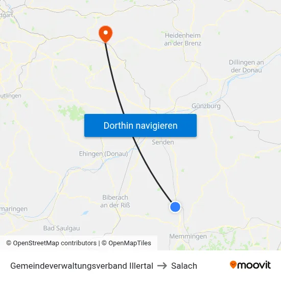 Gemeindeverwaltungsverband Illertal to Salach map