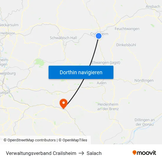 Verwaltungsverband Crailsheim to Salach map
