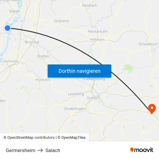 Germersheim to Salach map