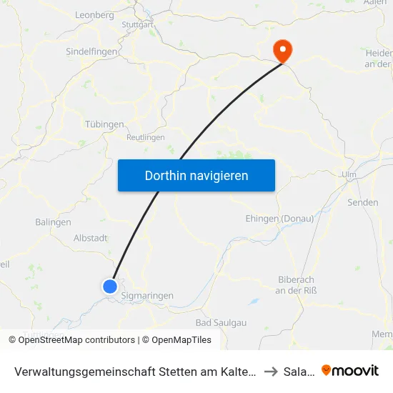 Verwaltungsgemeinschaft Stetten am Kalten Markt to Salach map