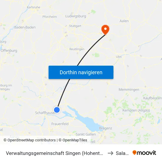 Verwaltungsgemeinschaft Singen (Hohentwiel) to Salach map