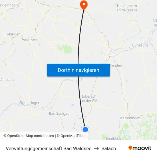 Verwaltungsgemeinschaft Bad Waldsee to Salach map