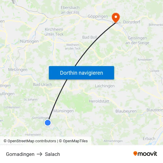 Gomadingen to Salach map