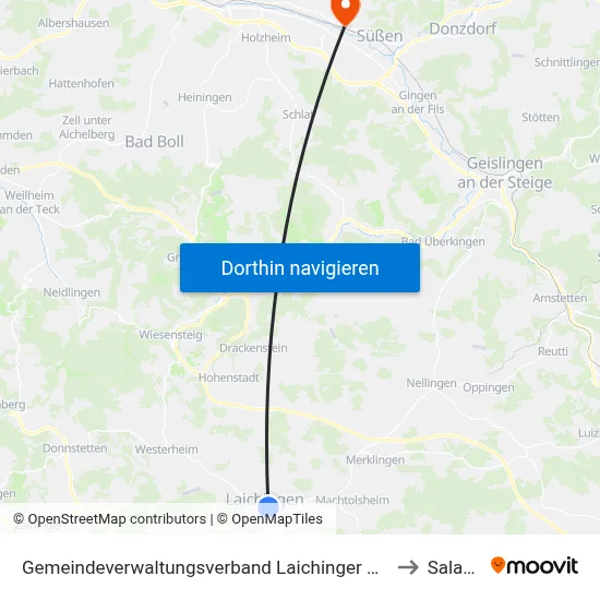 Gemeindeverwaltungsverband Laichinger Alb to Salach map