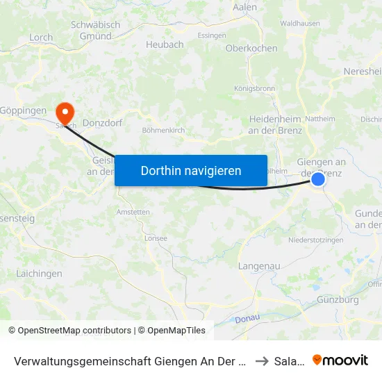 Verwaltungsgemeinschaft Giengen An Der Brenz to Salach map