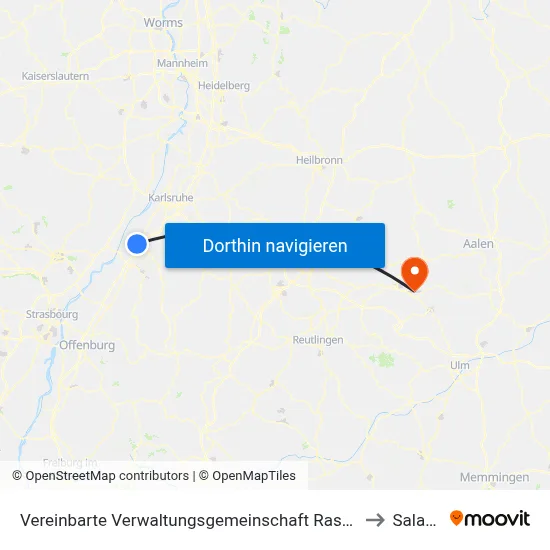 Vereinbarte Verwaltungsgemeinschaft Rastatt to Salach map