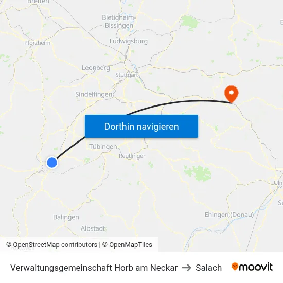 Verwaltungsgemeinschaft Horb am Neckar to Salach map