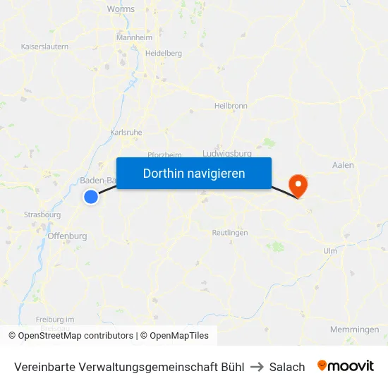 Vereinbarte Verwaltungsgemeinschaft Bühl to Salach map