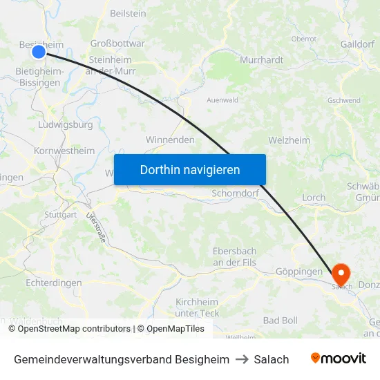 Gemeindeverwaltungsverband Besigheim to Salach map