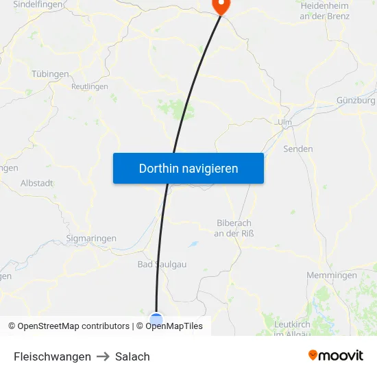 Fleischwangen to Salach map