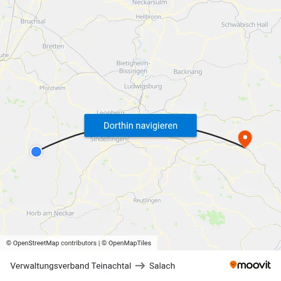 Verwaltungsverband Teinachtal to Salach map