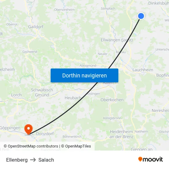Ellenberg to Salach map