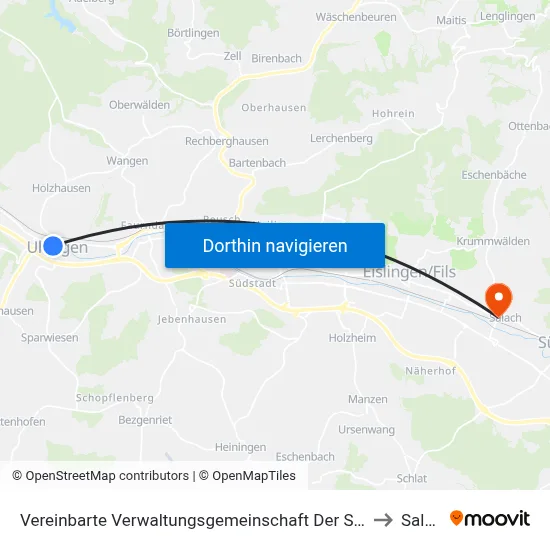 Vereinbarte Verwaltungsgemeinschaft Der Stadt Uhingen to Salach map