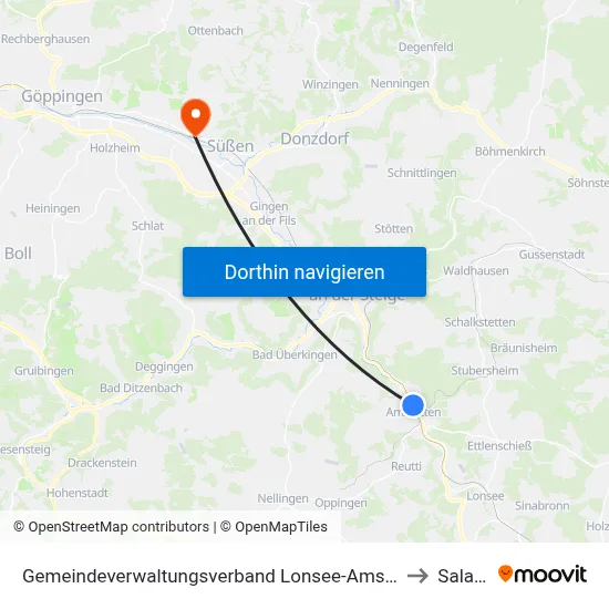 Gemeindeverwaltungsverband Lonsee-Amstetten to Salach map
