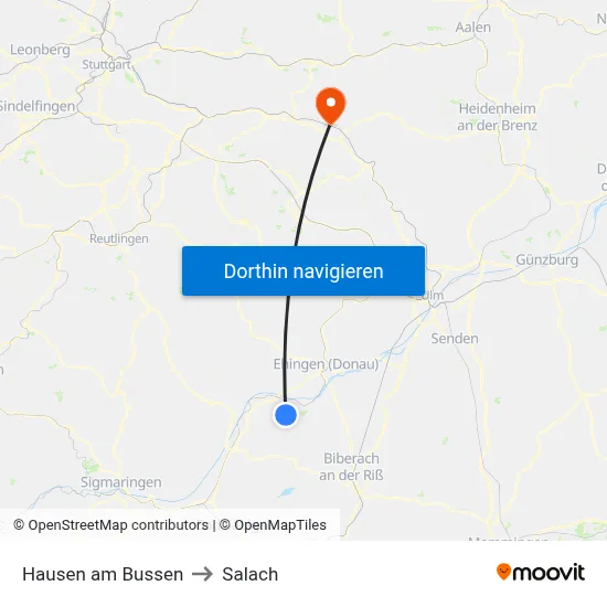 Hausen am Bussen to Salach map