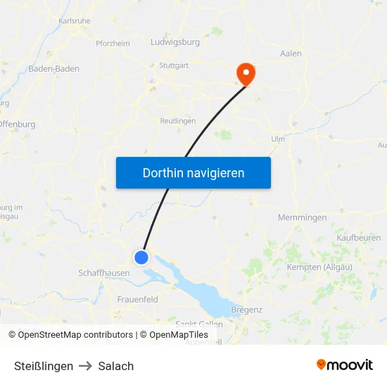Steißlingen to Salach map