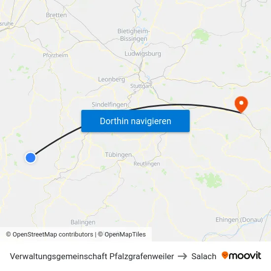 Verwaltungsgemeinschaft Pfalzgrafenweiler to Salach map