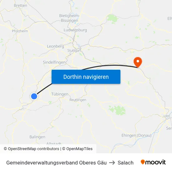 Gemeindeverwaltungsverband Oberes Gäu to Salach map