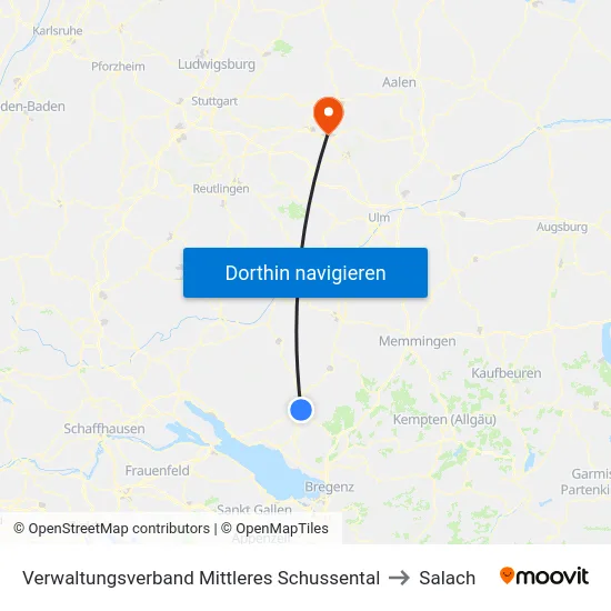 Verwaltungsverband Mittleres Schussental to Salach map
