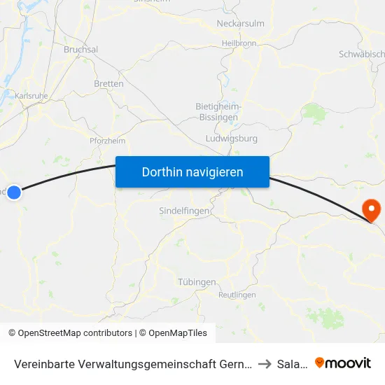 Vereinbarte Verwaltungsgemeinschaft Gernsbach to Salach map
