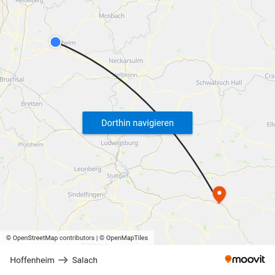 Hoffenheim to Salach map
