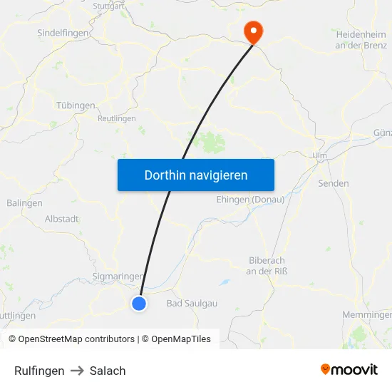 Rulfingen to Salach map