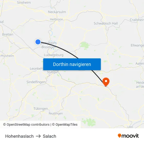 Hohenhaslach to Salach map