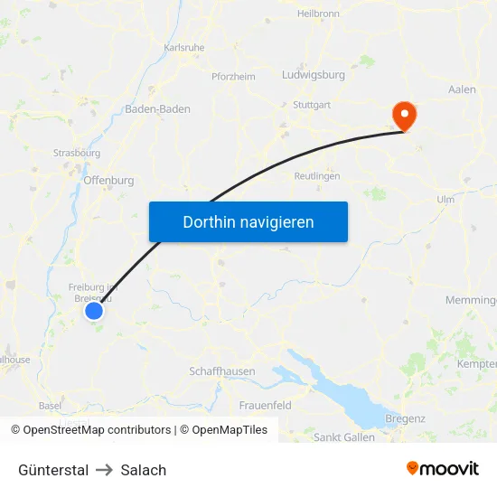 Günterstal to Salach map