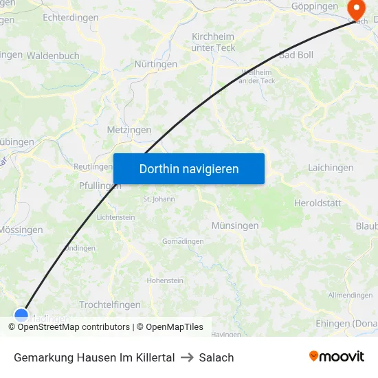 Gemarkung Hausen Im Killertal to Salach map
