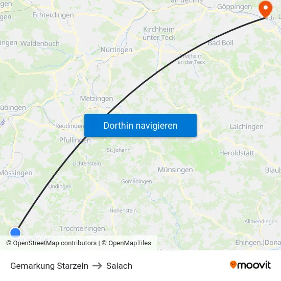 Gemarkung Starzeln to Salach map