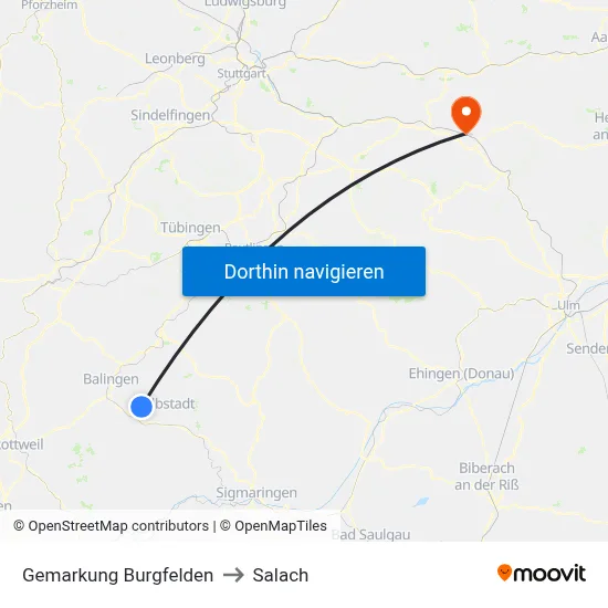 Gemarkung Burgfelden to Salach map