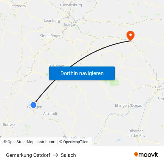 Gemarkung Ostdorf to Salach map
