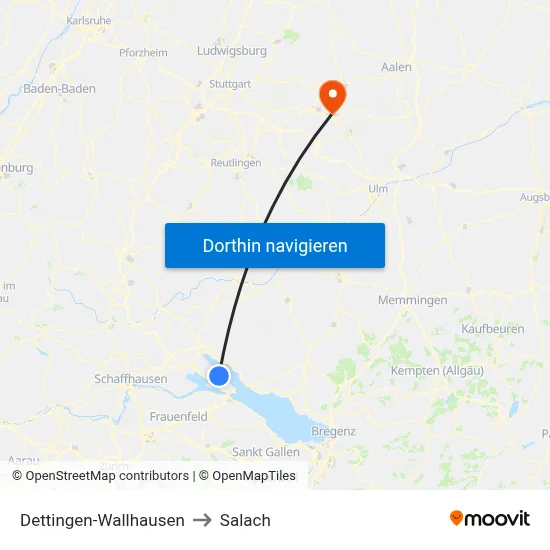 Dettingen-Wallhausen to Salach map