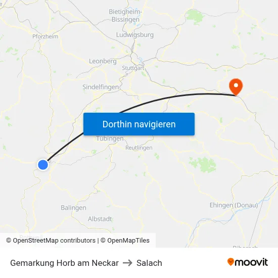 Gemarkung Horb am Neckar to Salach map